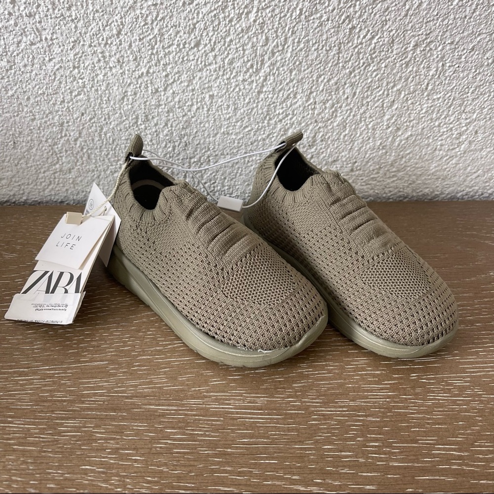 Zara Sock Style Sneakers in Army Green